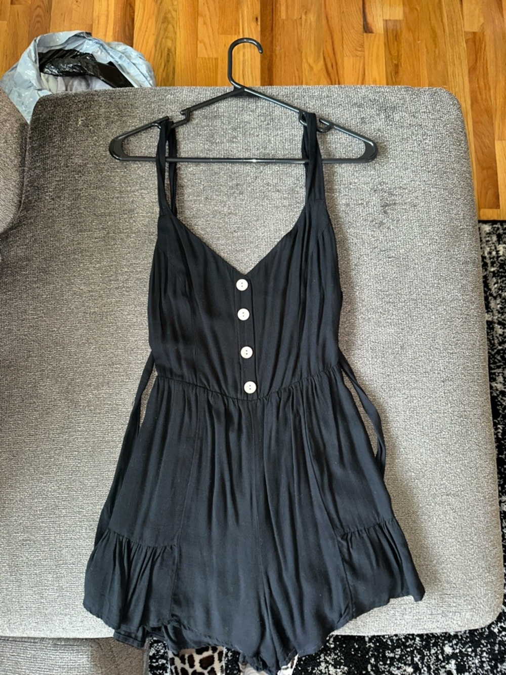 Cotton Candy LA Black Button-Front Romper